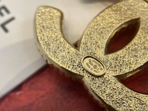 Chanel White CC Logo Brooch