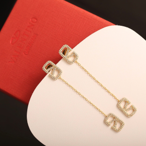 Valentino Crystal Vlogo Drop Earrings