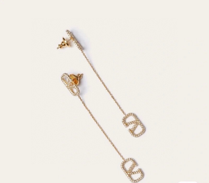 Valentino Crystal Vlogo Drop Earrings