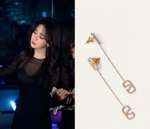 Valentino Crystal Vlogo Drop Earrings