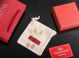 Valentino Crystal Vlogo Drop Earrings