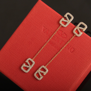 Valentino Crystal Vlogo Drop Earrings