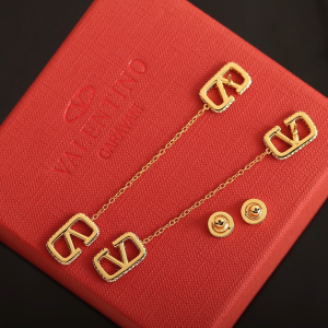 Valentino Crystal Vlogo Drop Earrings