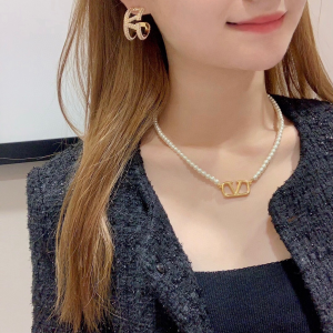 Valentino Crystal Vlogo Hoop Earrings