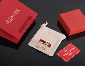 Valentino Crystal Vlogo Hoop Earrings