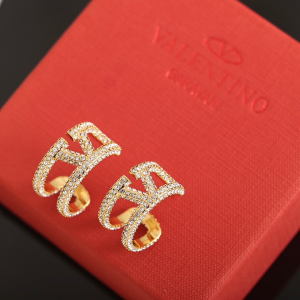 Valentino Crystal Vlogo Hoop Earrings