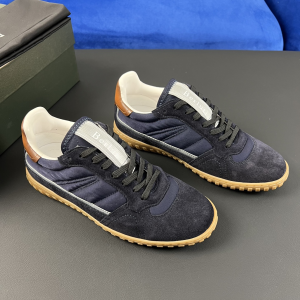 Berluti Playtime Scritto Navy Blue Fabric and Suede Leather Sneakers Berluti Playtime Scritto Navy Blue Fabric and Suede Leather Sneakers