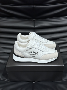 Versace Milano Runner Sneakers White Calfskin and Suede Leather Versace Milano Runner Sneakers White Calfskin and Suede Leather