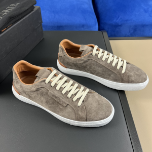 Zegna Grey Suede Leather Triple Stitch Sneakers Zegna Grey Suede Leather Triple Stitch Sneakers