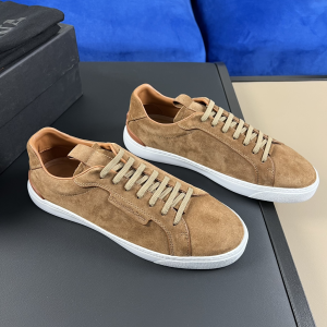 Zegna Light Brown Suede Leather Triple Stitch Sneakers Zegna Light Brown Suede Leather Triple Stitch Sneakers