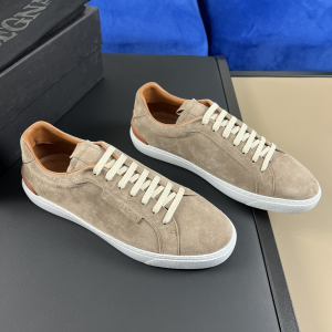 Zegna Light Grey Suede Leather Triple Stitch Sneakers Zegna Light Grey Suede Leather Triple Stitch Sneakers
