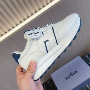 Hogan H641 White Navy Blue Leather Lace Up Sneakers Hogan H641 White Navy Blue Leather Lace Up Sneakers