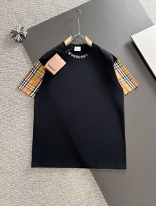 Burberry Check Black Cotton T Shirt