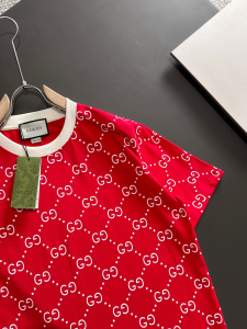 Gucci GG Logo Red Cotton T Shirt