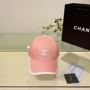 Chanel CC Logo Canvas Baseball Cap Hat Pink