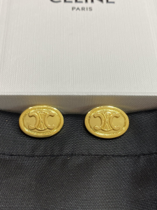 Celine Triomphe Gold Stud Earrings