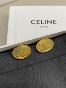 Celine Triomphe Gold Stud Earrings