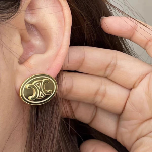 Celine Triomphe Gold Stud Earrings