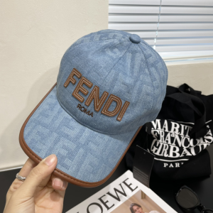Fendi Logo Roma FF Jacquard Canvas Baseball Cap Hat Blue Fendi Logo Roma FF Jacquard Canvas Baseball Cap Hat Blue