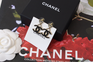Chanel Black CC Logo Earrings
