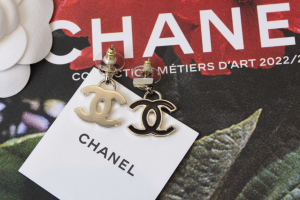 Chanel Black CC Logo Earrings