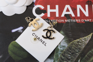 Chanel Black CC Logo Earrings