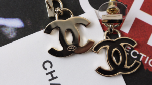 Chanel Black CC Logo Earrings