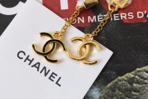 Chanel Black CC Logo Pendant Earrings