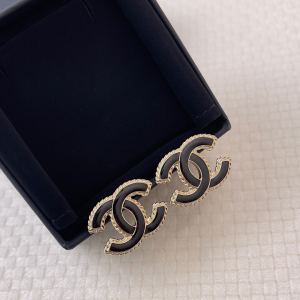 Chanel Black CC Logo Stud Earrings