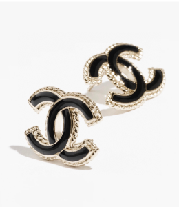 Chanel Black CC Logo Stud Earrings