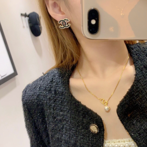 Chanel Black CC Logo Stud Earrings