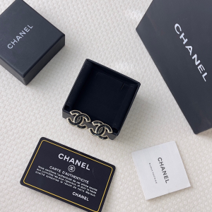 Chanel Black CC Logo Stud Earrings