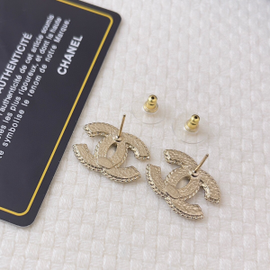 Chanel Black CC Logo Stud Earrings