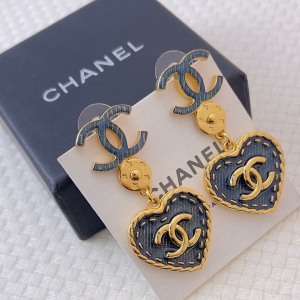 Chanel CC Logo Heart Pendant Earrings