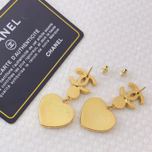 Chanel CC Logo Heart Pendant Earrings