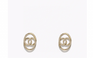 Chanel CC Logo Oval Earrings