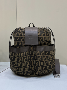 Fendi FF Jacquard Fabric Fendi Strike Large Backpack Brown Fendi FF Jacquard Fabric Fendi Strike Large Backpack Brown