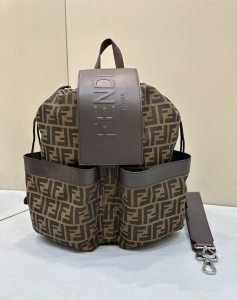 Fendi FF Jacquard Fabric Fendi Strike Medium Backpack Browns Fendi FF Jacquard Fabric Fendi Strike Medium Backpack Browns
