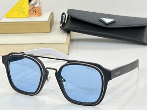 Prada Mirrored Int Square Eyewear Sunglasses SPR07WS Blue Black Prada Mirrored Int Square Eyewear Sunglasses SPR07WS Blue Black