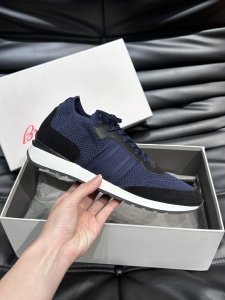 Brioni Blue Knitted Sock Fabric and Suede Sneakers Brioni Blue Knitted Sock Fabric and Suede Sneakers