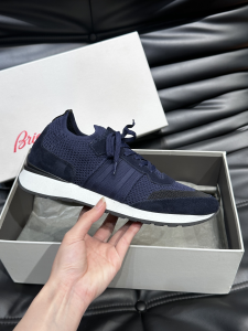 Brioni Navy Blue Knitted Sock Fabric and Suede Sneakers Brioni Navy Blue Knitted Sock Fabric and Suede Sneakers