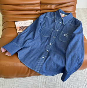 Miu Miu Denim Blue Cotton Shirt