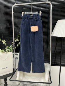 Miu Miu Navy Blue Velvet Pants