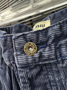 Miu Miu Navy Blue Velvet Pants