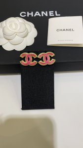 Chanel Pink Gold Metal Stud Earrings