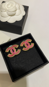 Chanel Pink Gold Metal Stud Earrings