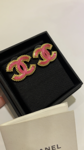 Chanel Pink Gold Metal Stud Earrings