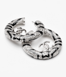 Chanel CC Crystal Hoop Earrings
