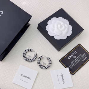 Chanel CC Crystal Hoop Earrings