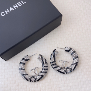 Chanel CC Crystal Hoop Earrings